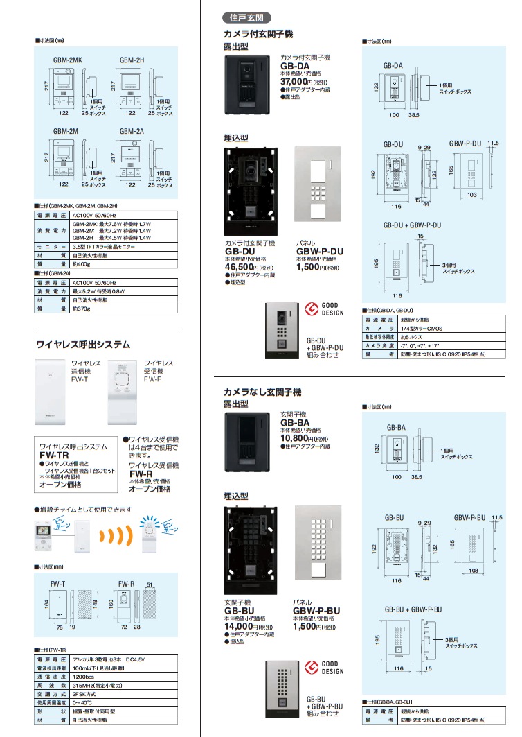 アイホン GBM-2M PATMO インターホン 親機 子機 - カメラ