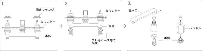 KM87GTL【KVK】 埋込2ハンドル混合栓 取り付けピッチ200のことならONLINE JP（オンライン）