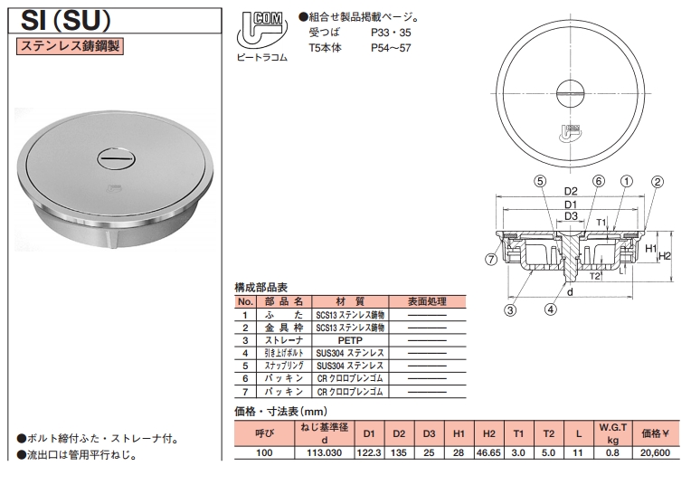 SI(SU) 100 ステンレス鋳鋼製 掃兼ドレン【長谷川鋳工所】 のことなら