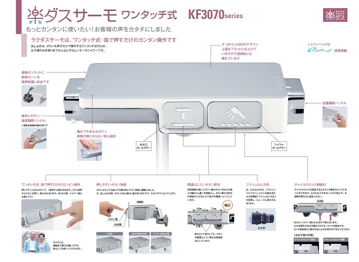 KF3070【KVK】ラクダスサーモスタット式シャワーのことならONLINE JP（オンライン）