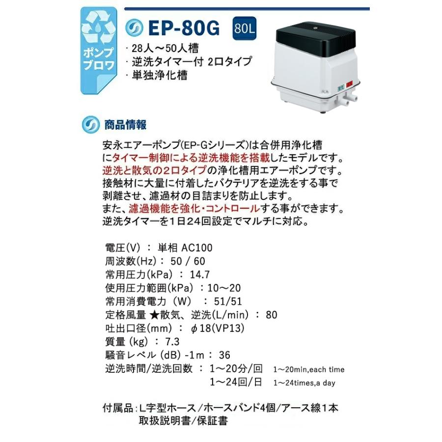 EP-80GL・EP-80GR ブロアポンプ【安永エアポンプ】電磁式エアーポンプ 逆洗タイマー付タイプ 【省エネ型】のことなら配管 水道  部品・水まわりの専門店ONLINE JP（オンライン）